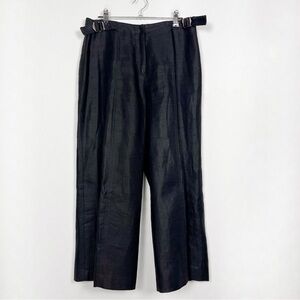 Franco Mirabelli Women’s Wide Leg Black Bamboo Trousers Size 4 Cropped‎ Classic
